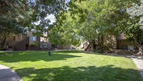 Exterior and landscaping at Villas de la Terraza Apartments in Albuquerque NM October 2020